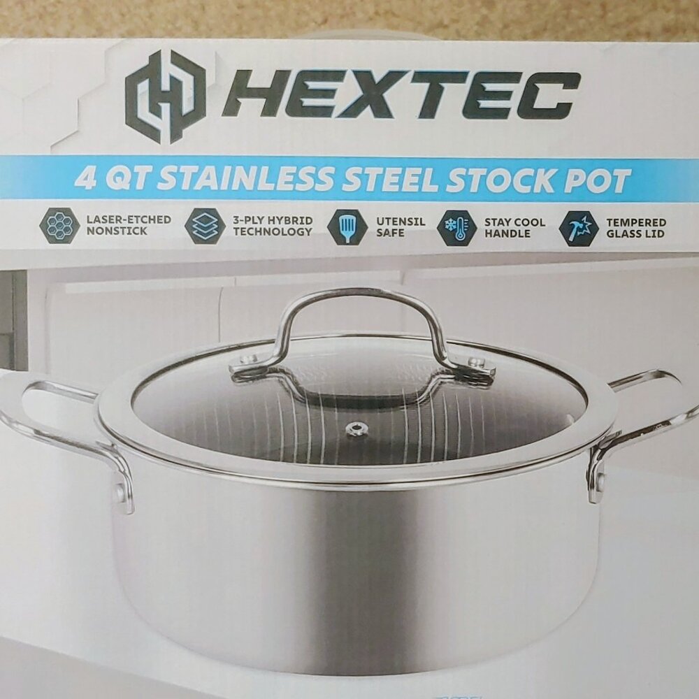 Hextec 4 QT Stainless Steel Stock Pot - NEW!